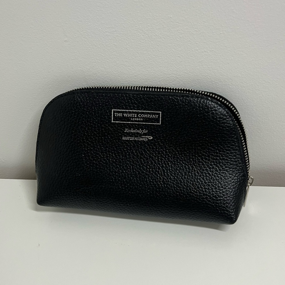 The White Company Black Faux Leather Toiletry Bag Pouch Minimalist